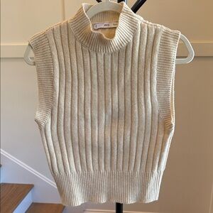 Mango Cream Ribbed Sleeveless Top